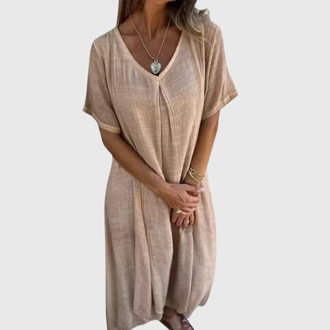 Fiona – Elegancka Lekka Sukienka w Serek