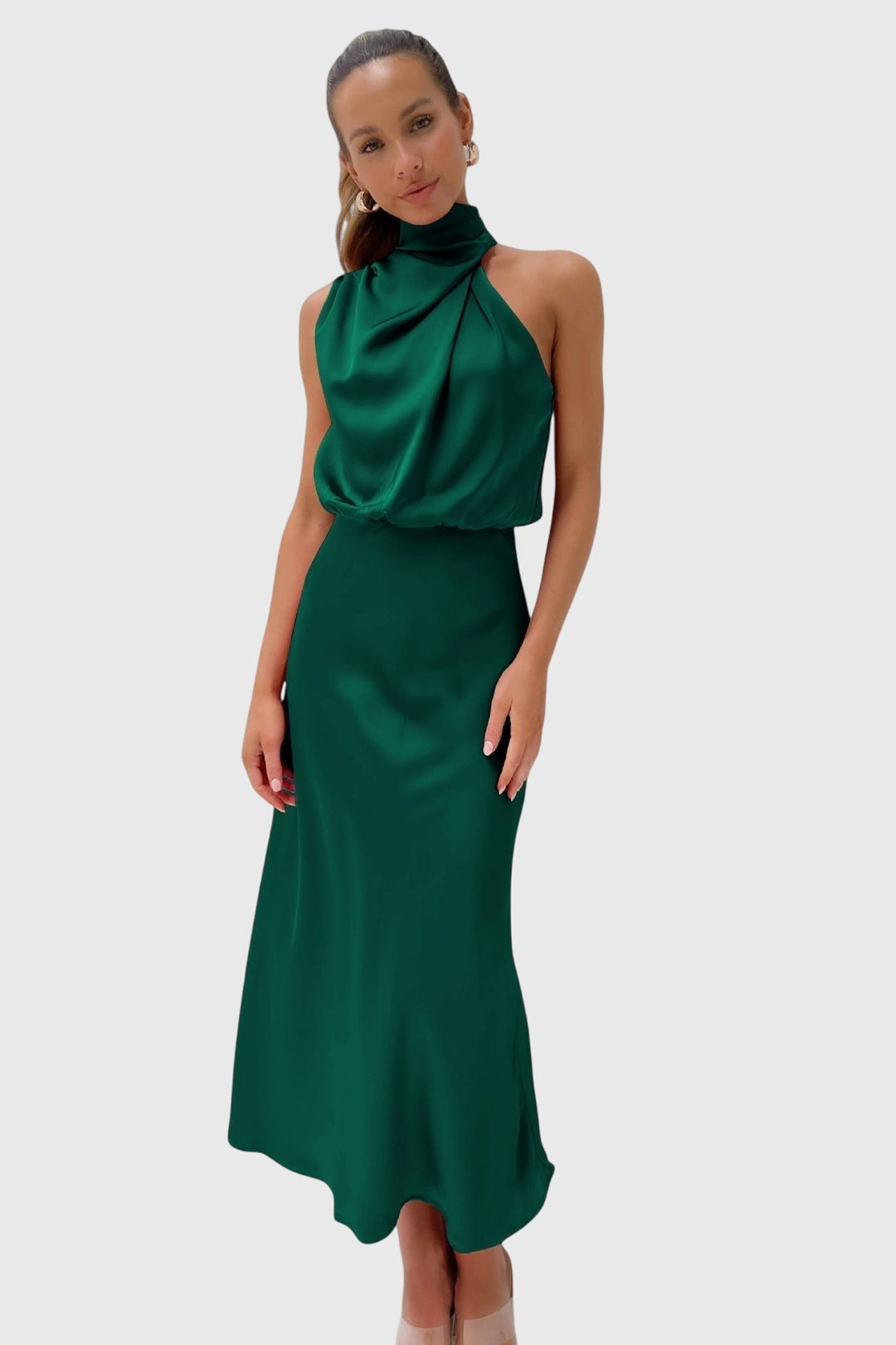 Ava | Glamourystyczna Sukienka Halter z Satyny