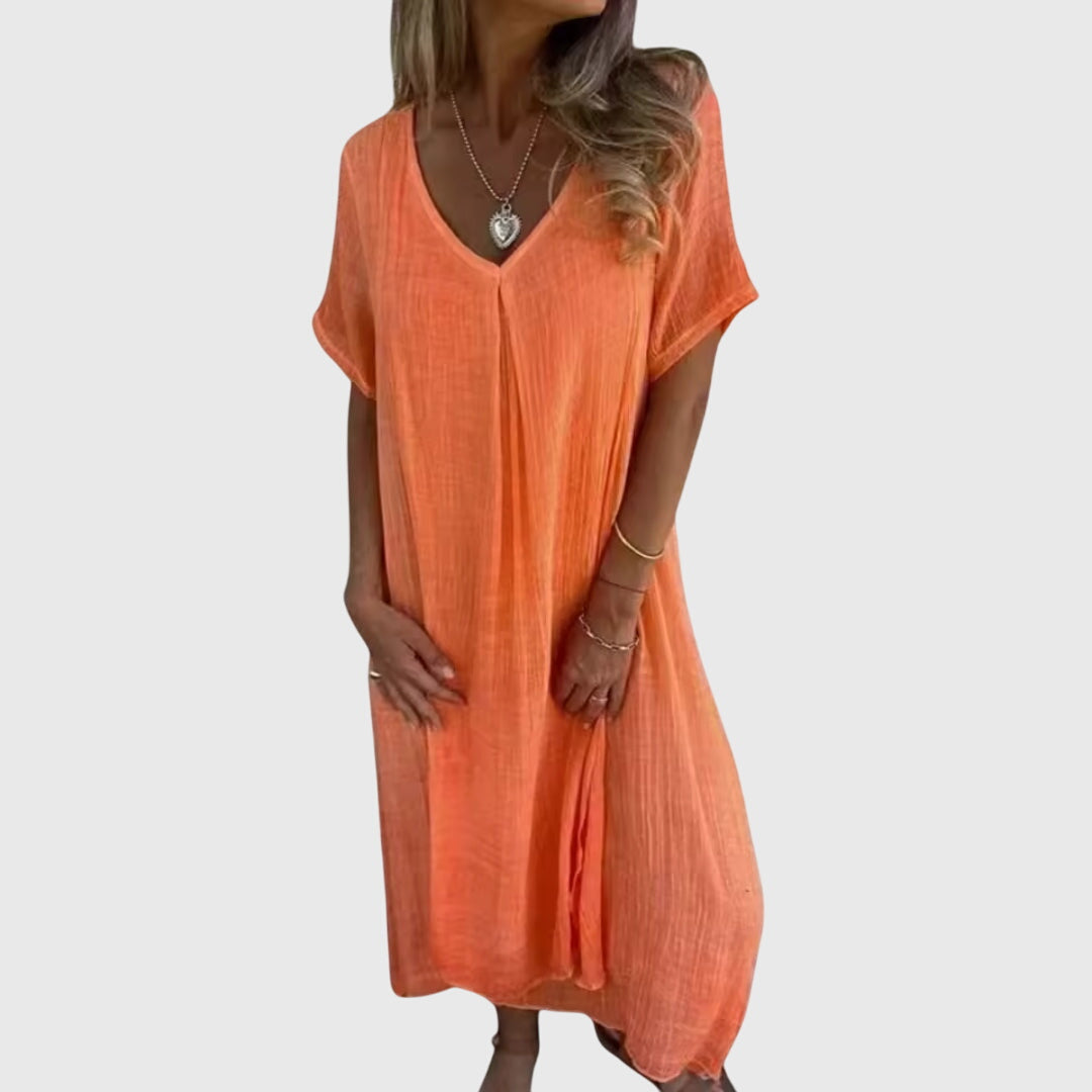 Fiona – Elegancka Lekka Sukienka w Serek