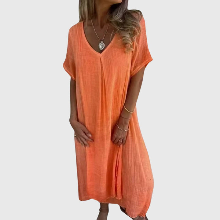 Fiona – Elegancka Lekka Sukienka w Serek
