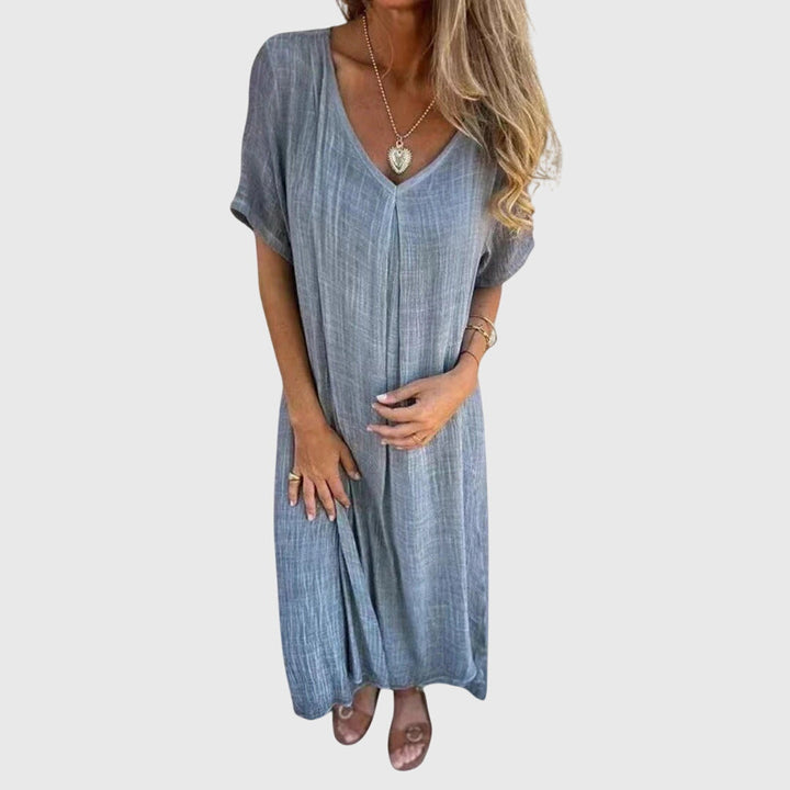 Fiona – Elegancka Lekka Sukienka w Serek